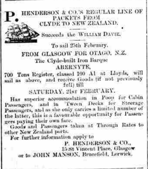 Shetland Times 1880  SS Abernyte