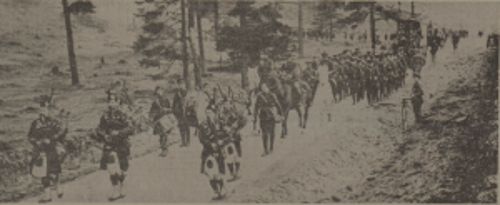 Convoy of troops march through Whitehills 1913